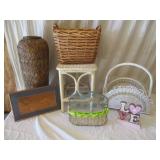 Small Wicker Side Table, Wicker Magazine Holder