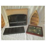 2) Wooden Shadow Boxes, Boat Shape Shelf