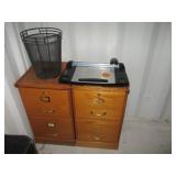 2) Wood Filing Cabinets, Waste Basket