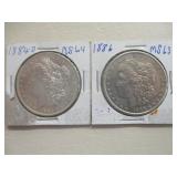 1884 and 1886 Morgan Silver Dollar
