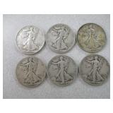6) Silver Half Dollars