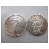 1oz Liberty Silver Dollar, 1oz Constitution Silver