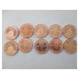 10) 1oz Copper Coins