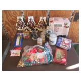 Christmas Lot, Miniature Ornaments, Candles, Bows