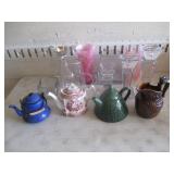 Teapots, Glass Candlesticks, Pitchers, Vases