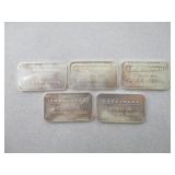 5) Engelhard 1oz Silver Bars
