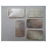 5) Engelhard 1oz Silver Bars