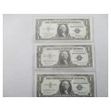 3) 1$ Silver Certificates