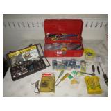 Tool Box With Contents, Sockets, Screw Drivers,