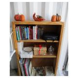Oak Bookshelf with Contents