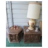 2) End Tables, Lamp, Candle Holders