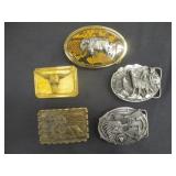 5) Belt Buckles (Buffalo, Wolf, Long Horn, Indian
