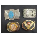4) Belt Buckles (3 With Stones)