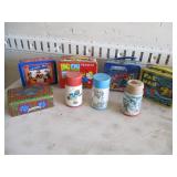 Metal Lunch Pails With Thermos, Peanuts, Pac Man,