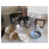 Kitchen Items, (2) Deep Metal Pots, Glass