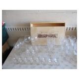 (32)Glass Goblets and Flutes, Wooden (6) Wine