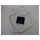 32" Pearl Necklace with Earrings