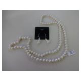32" Pearl Necklace with Earrings