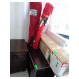 Black TV Stand, Christmas Tree, 2) Camp Chairs