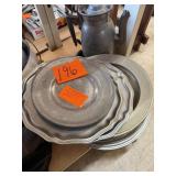 8 8' Pewter Plates & 1 Pitcher (do Not Match)