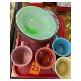 2 Fire King Bowls & 4 Fiesta Coffee Cups