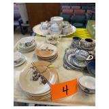 Child's Blue Willow Metal Tea Set & Other Misc.