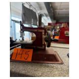 Red Metal Toy Crank Sewing Machine