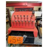 Toy Red Metal Cash Register Works