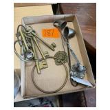 3 Old Metal Candle Snuffers Decorative Brass Keys