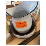 Enamel Large Pitcher, Enamel Bucket (holes)