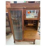 Oak Side-by-side Secretary Desk Curved Glass Door