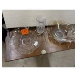 2 Iris & Herringbone Bowls, Crystal Vase (rim Nip)