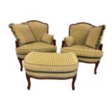 Spectacular pair high quality chairs and ottoman