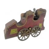 Painted Tin and Wood Friction Drive Toy