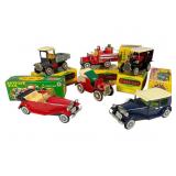 6 NOS Tin Friction Toy Cars