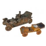 Cast Metal and Wooden Automobile Ink Wells