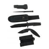 Three Tactical Knives with Sheaths