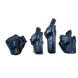 4 Black Leather Revolver Holsters