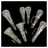Seven Engraved Glass Auto Hearse Vases