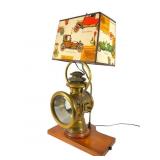 Brass Lantern Table Lamp, Custom Shade