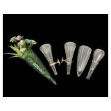 Five Auto/ Hearse Glass Flower Vases