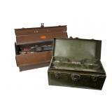 Two Vintage Metal Toolboxes with Tools