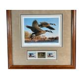1987 Kansas Waterfowl Print With Stamps