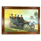 Oil Painting of Early Automobile Scene