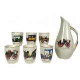 Gien France Ceramic Cup and Pitcher Set