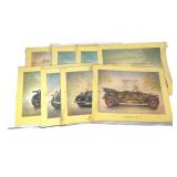 12 Signed Vintage Car Prints