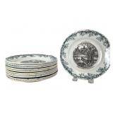 11 French Transferware Plates