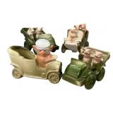 Victorian Fairing Pigs in Cars Figurines