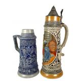 Two Oversized Ceramic Beer Steins