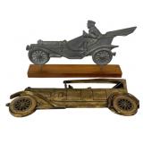Vintage Metal Car Plaques and Figurine